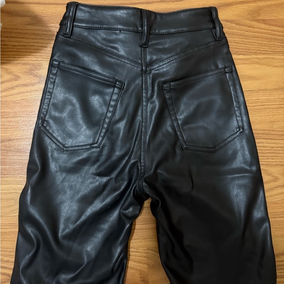 Black leather straight leg pants. High waisted in size 0 from h and m - Picture 4 of 4